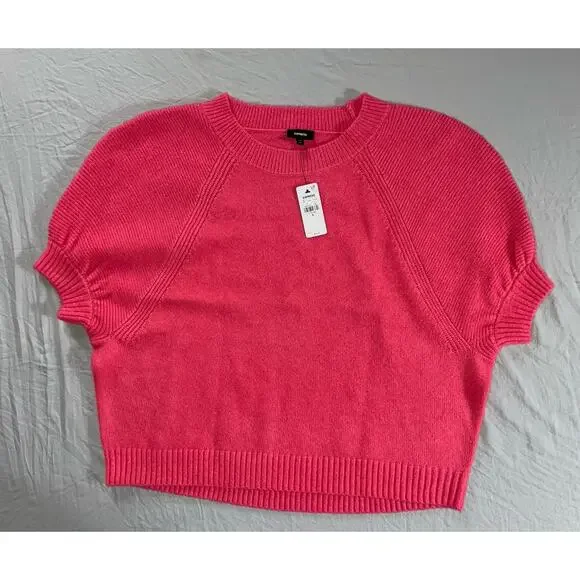 Express Super Soft Short Sleeve Crew Neck Knit Pink, Women's XL  NWT $68